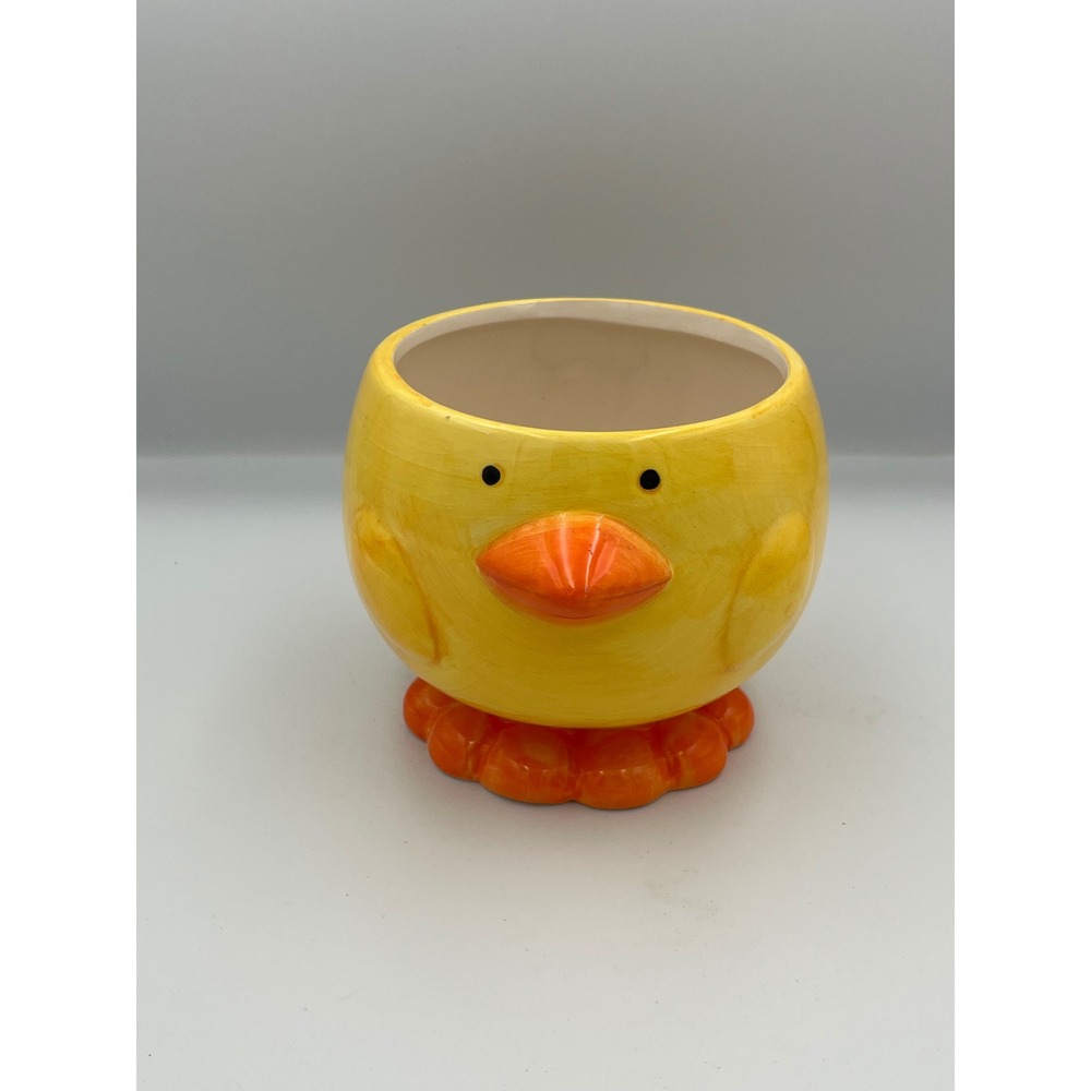 Yellow Ceramic Easter Chick Planter Pot Small‎ Cute Animal Spring Decor